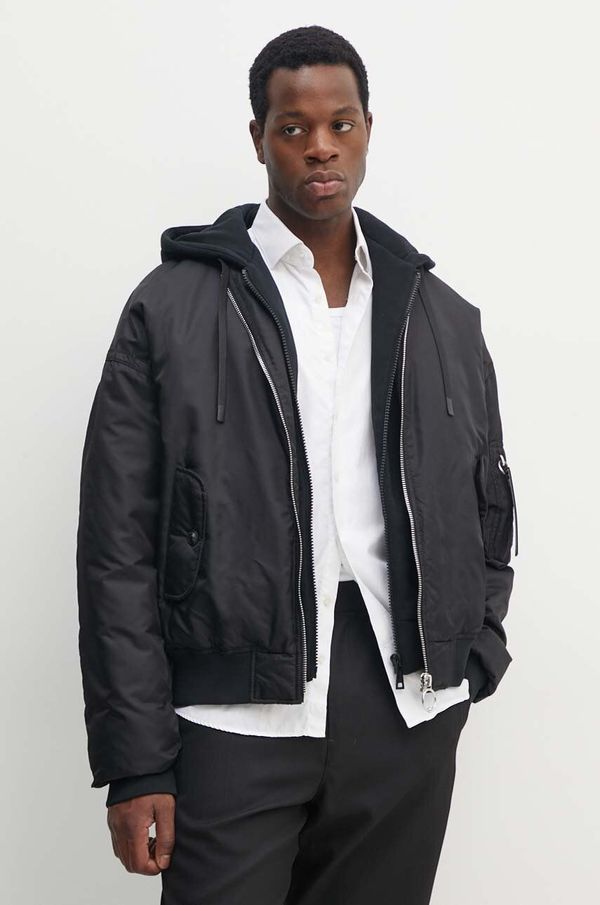 Versace Jeans Couture Jakna Versace Jeans Couture za muškarce, boja: crna, za prijelazno razdoblje, oversize, 77GAU401 CQD46