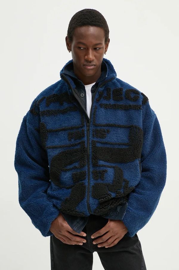 Y/Project Jakna Y/Project PARIS' BEST JACQUARD FLEECE JACKET za muškarce, boja: tamno plava, za prijelazno razdoblje, oversize, 209JA002