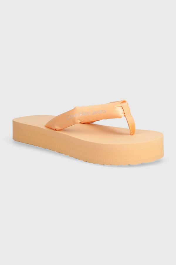 Calvin Klein Jeans Japanke Calvin Klein Jeans BEACH SANDAL FLATFORM PADDED NY za žene, boja: narančasta, ravni potplat, YW0YW01400