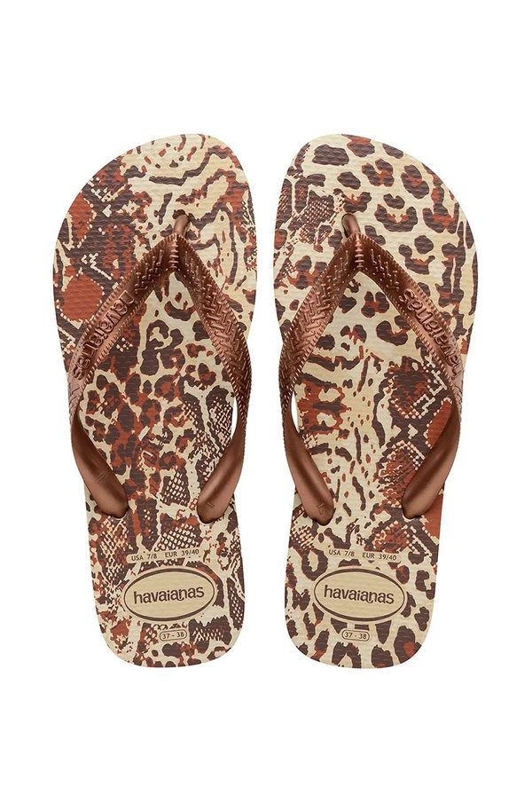Havaianas Japanke Havaianas TOP ANIMALS za žene, boja: smeđa, ravni potplat, 4132920-7440