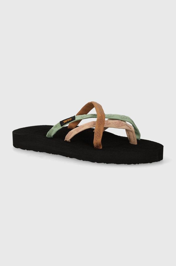Teva Japanke Teva Olowahu za žene, boja: crna, ravni potplat, 6840