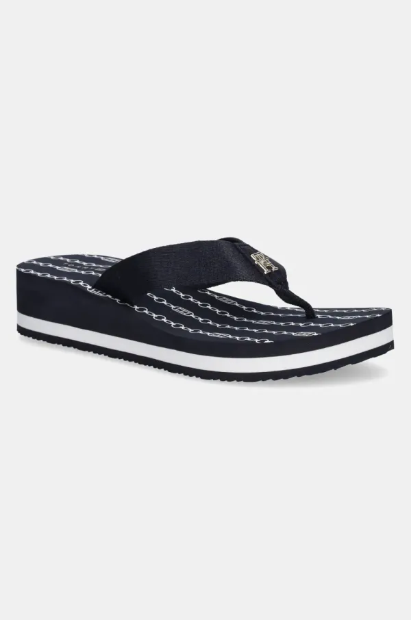 Tommy Hilfiger Japanke Tommy Hilfiger IM TH CHAINPRINT MIDWEDGE SANDAL za žene, boja: tamno plava, klin peta, FW0FW08527