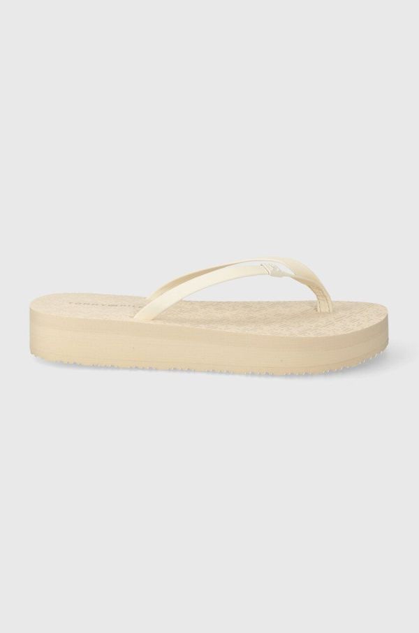 Tommy Hilfiger Japanke Tommy Hilfiger MONOGRAM BEACH SANDAL za žene, boja: bež, ravni potplat, FW0FW07854
