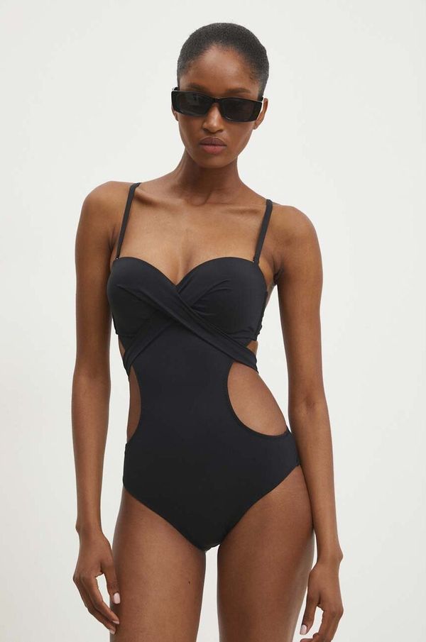 Answear Lab Jednodijelni kupaći kostim Answear Lab boja: crna, čvrste košarice