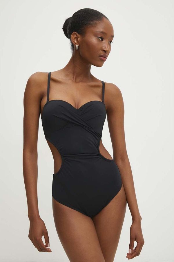 Answear Lab Jednodijelni kupaći kostim Answear Lab boja: crna, čvrste košarice