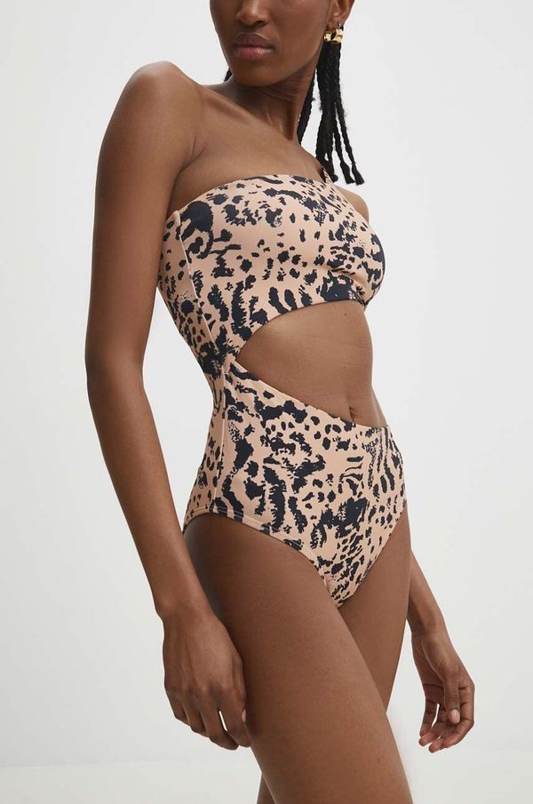 Answear Lab Jednodijelni kupaći kostim Answear Lab boja: smeđa, lagano učvršćene košarice