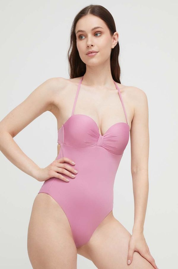 Max Mara Beachwear Jednodijelni kupaći kostim Max Mara Beachwear boja: ružičasta, čvrste košarice