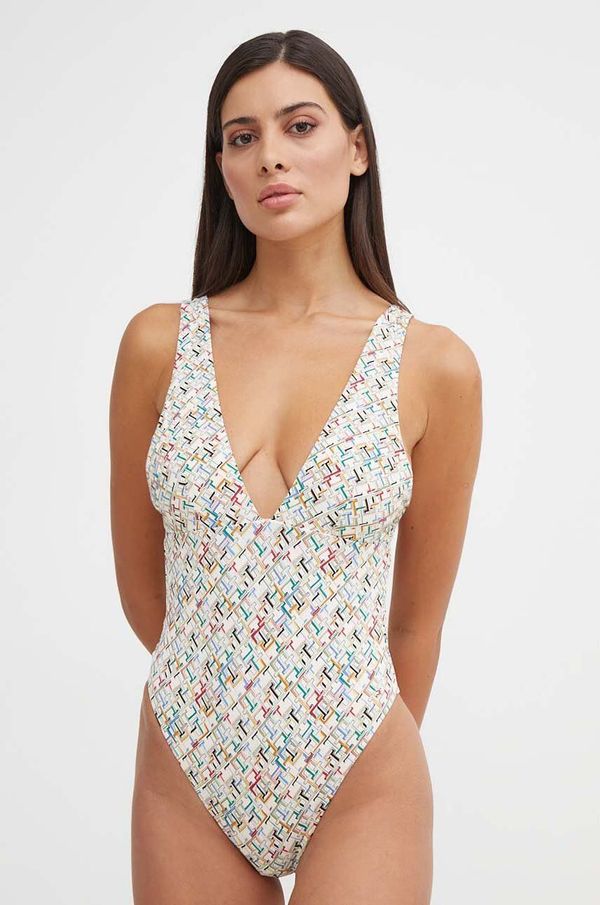 Tommy Hilfiger Jednodijelni kupaći kostim Tommy Hilfiger boja: bež, mekane košarice, UW0UW05273