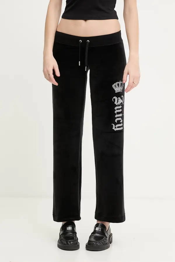 Juicy Couture Juicy Couture donji dio trenirke za žene od velura GOTHIC CROWN