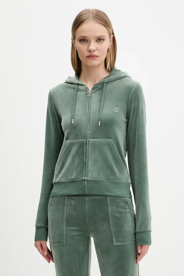 Juicy Couture Juicy Couture Dukserica na zakopčavanje sa kapuljačom ženska pamučna ROBERTSON CLASS