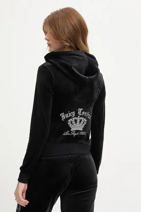 Juicy Couture Juicy Couture dukserica sa kapuljačom ženska velurna GOTHIC CROWN