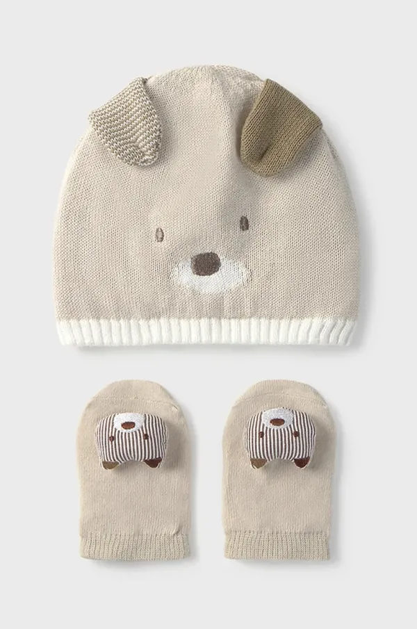 Mayoral Newborn Kapa i čarape za bebe Mayoral Newborn boja: bež, 9874