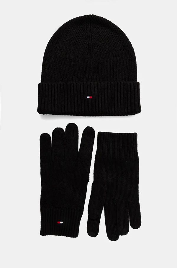 Tommy Hilfiger Kapa i rukavice s dodatkom kašmira Tommy Hilfiger boja: crna, AM0AM12938