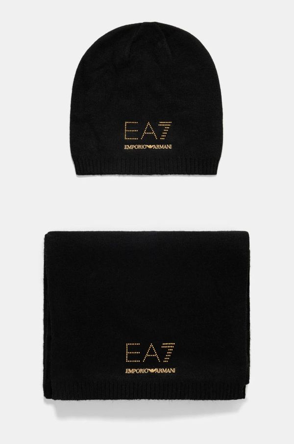 EA7 Emporio Armani Kapa i šal s dodatkom vune EA7 Emporio Armani boja: crna, 4F200.282000