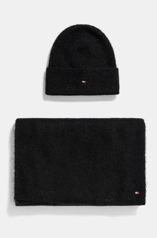 Tommy Hilfiger Kapa i šal s dodatkom vune Tommy Hilfiger boja: crna, AW0AW17124