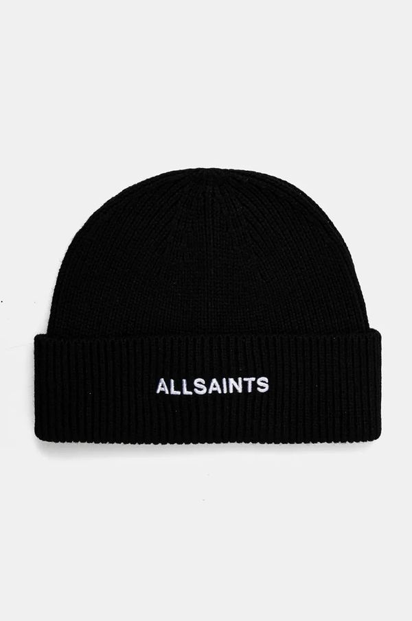 AllSaints Kapa s dodatkom vune AllSaints boja: crna, od tanke pletenine, 29AS200824