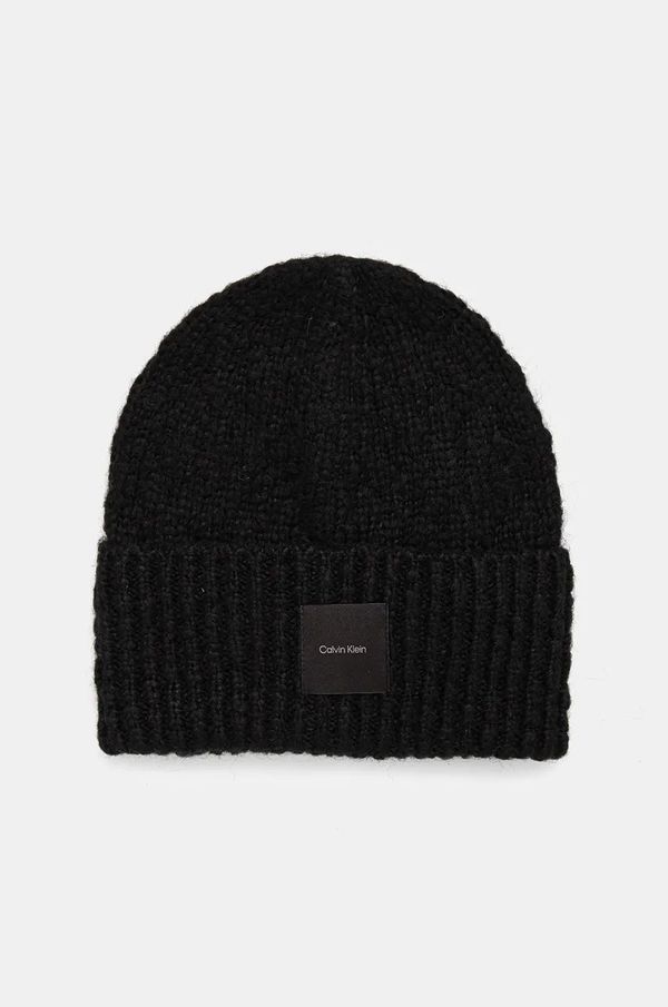 Calvin Klein Kapa s dodatkom vune Calvin Klein boja: crna, od tanke pletenine, K60K612593