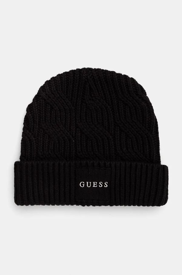 Guess Kapa s dodatkom vune Guess CABLE BEANIE boja: crna, od debelog pletiva, M4BZ10.Z3HD1
