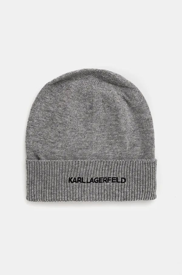 Karl Lagerfeld Kapa s dodatkom vune Karl Lagerfeld boja: siva, od tanke pletenine, 246M3320