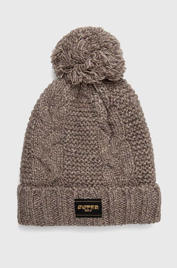 Superdry Kapa s dodatkom vune Superdry boja: bež, od debelog pletiva
