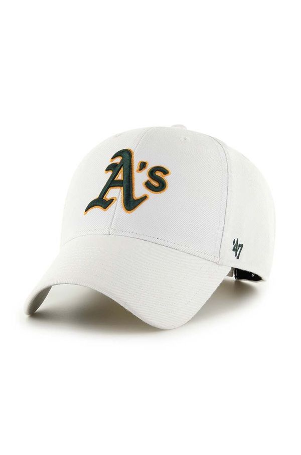47 brand Kapa sa šiltom 47 brand MLB Oakland Athletics boja: bijela, s aplikacijom, B-MVP18WBV-WHA