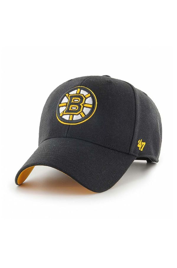 47 brand Kapa sa šiltom 47 brand NHL Boston Bruins boja: crna, s aplikacijom, H-BLPMS01WBP-BK