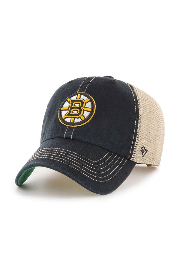 47 brand Kapa sa šiltom 47 brand NHL Boston Bruins boja: crna, s aplikacijom, H-TRWLR01GWP-BK