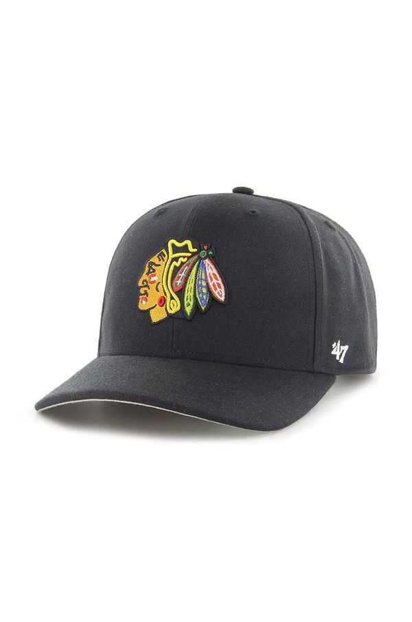 47 brand Kapa sa šiltom 47 brand NHL Chicago Blackhawks boja: crna, s aplikacijom, H-CLZOE04WBP-BKB
