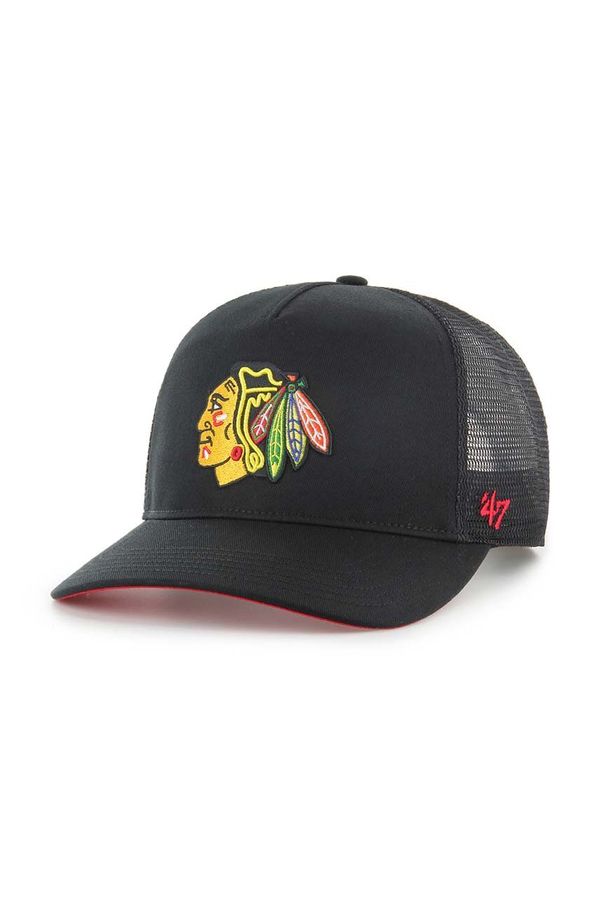 47 brand Kapa sa šiltom 47 brand NHL Chicago Blackhawks boja: crna, s aplikacijom, H-MSHTC04GWP-BK