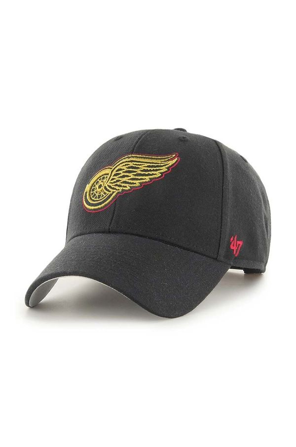 47 brand Kapa sa šiltom 47 brand NHL Detroit Red Wings boja: crna, s aplikacijom, H-MTLCS05WBP-BKA