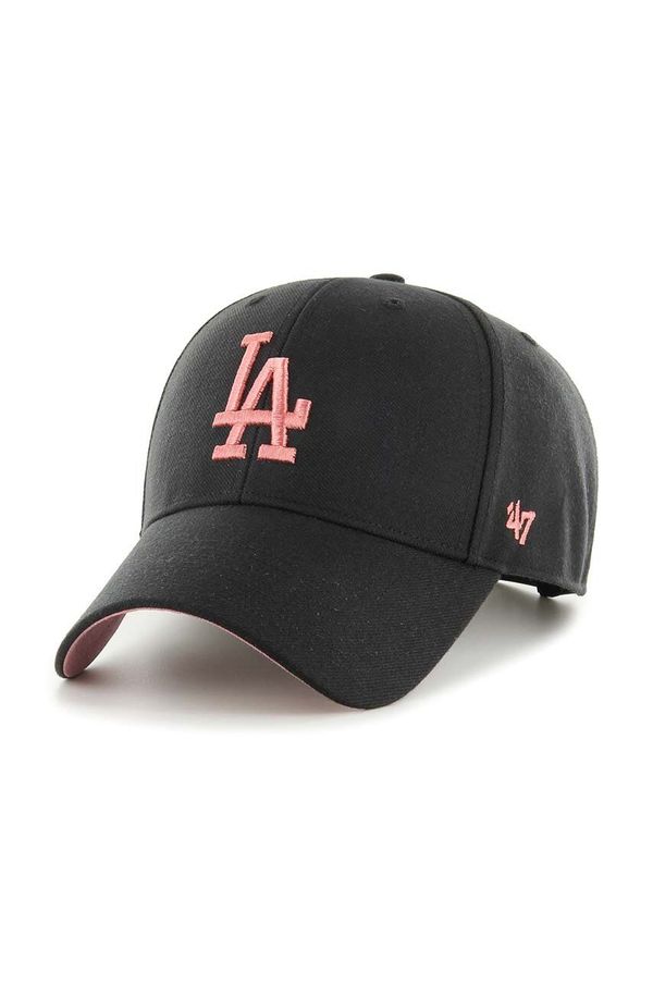 47 brand Kapa sa šiltom s dodatkom vune 47 brand MLB Los Angeles Dodgers boja: crna, s aplikacijom, BAS-SUMVP912WBP-BKB80
