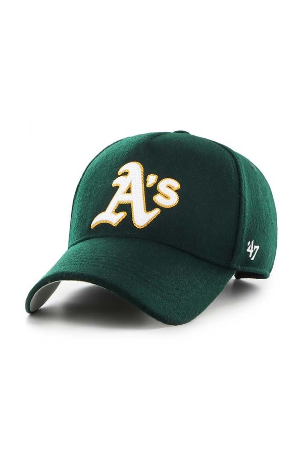 47 brand Kapa sa šiltom s dodatkom vune 47 brand MLB Oakland Athletics boja: zelena, s aplikacijom, B-CHSMD18WIS-DG