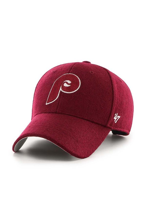 47 brand Kapa sa šiltom s dodatkom vune 47 brand MLB Philadelphia Phillies boja: crvena, s aplikacijom, BCPTN-CHSMV19WIS-CA82