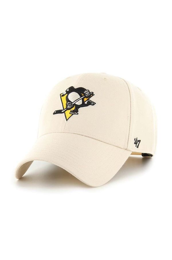 47brand Kapa sa šiltom s dodatkom vune 47brand NHL Pittsburgh Penguins boja: bež, s aplikacijom