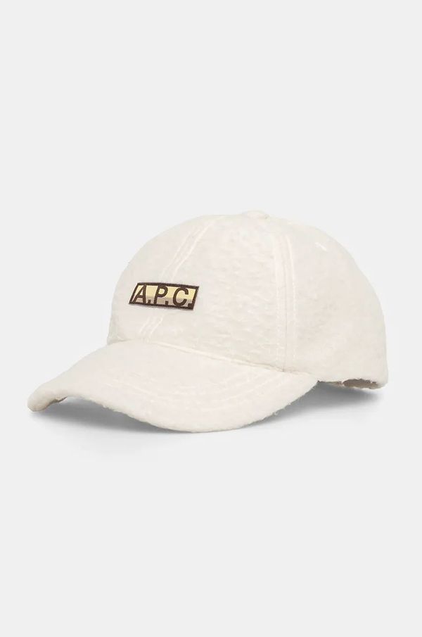 A.P.C. Kapa sa šiltom s dodatkom vune A.P.C. casquette charlie polaire boja: bijela, s aplikacijom, PSAKA.M24146