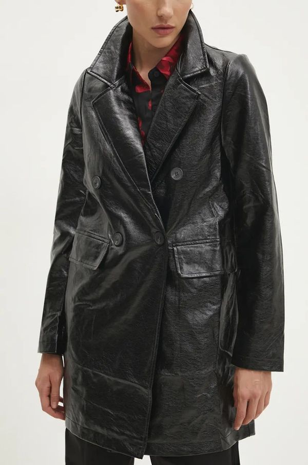 Answear Lab Kaput Answear Lab za žene, boja: crna, za prijelazno razdoblje, kopčanje u dva reda