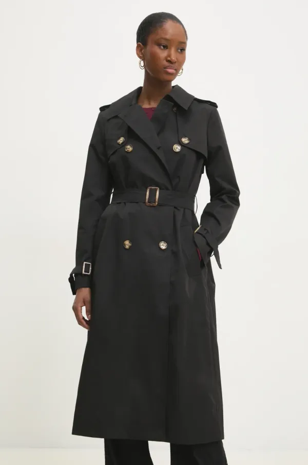 Answear Lab Kaput Answear Lab za žene, boja: crna, za prijelazno razdoblje, kopčanje u dva reda