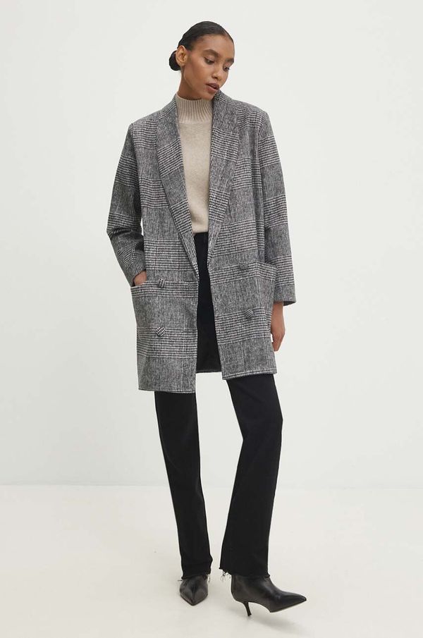 Answear Lab Kaput Answear Lab za žene, boja: crna, za prijelazno razdoblje, kopčanje u dva reda