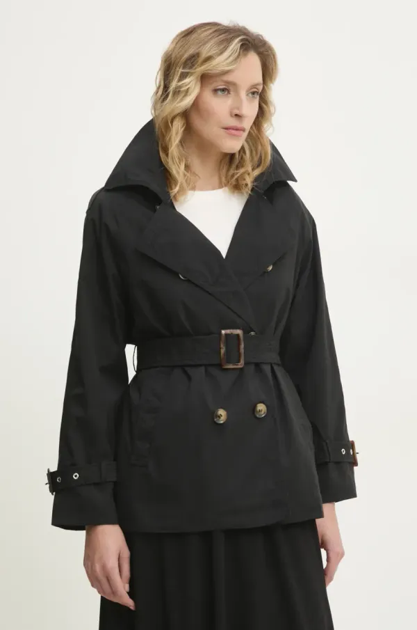 Answear Lab Kaput Answear Lab za žene, boja: crna, za prijelazno razdoblje, kopčanje u dva reda