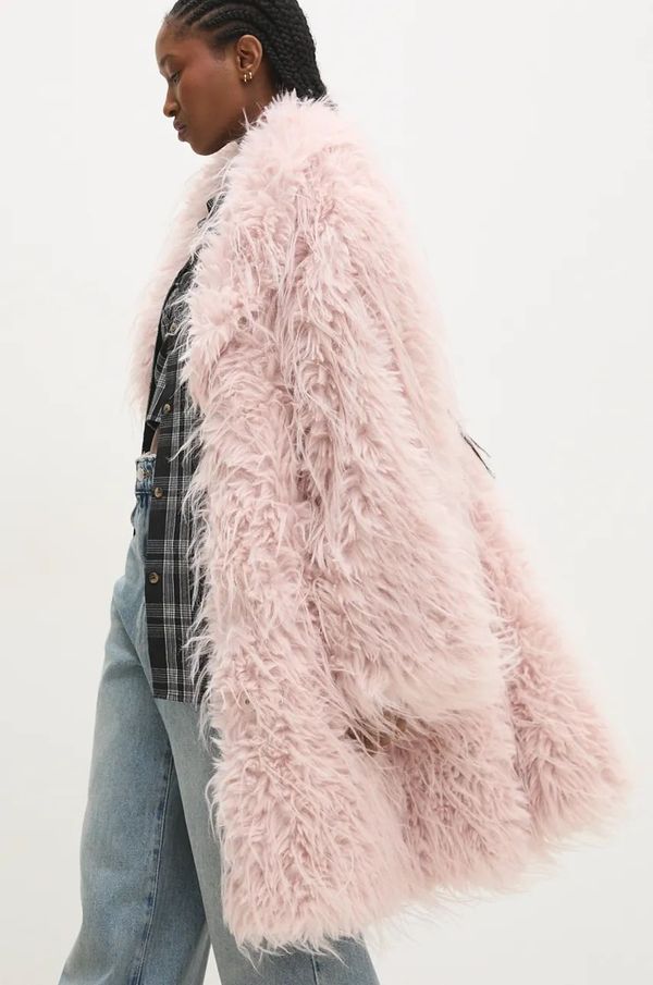 Answear Lab Kaput Answear Lab za žene, boja: ružičasta, za prijelazno razdoblje, oversize