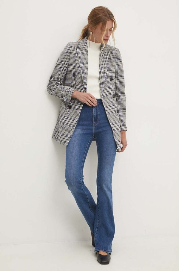 Answear Lab Kaput Answear Lab za žene, boja: siva, za prijelazno razdoblje, kopčanje u dva reda