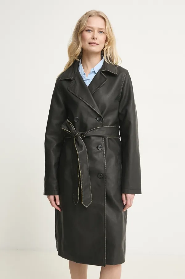 Answear Lab Kaput Answear Lab za žene, boja: smeđa, za prijelazno razdoblje, kopčanje u dva reda