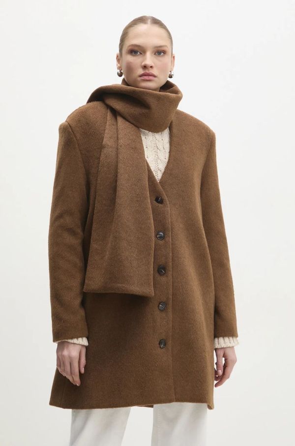 Answear Lab Kaput Answear Lab za žene, boja: smeđa, za prijelazno razdoblje, oversize