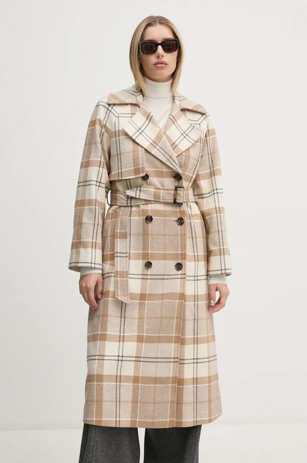 Barbour Kaput Barbour za žene, boja: bež, za zimu, kopčanje u dva reda, LWO0235