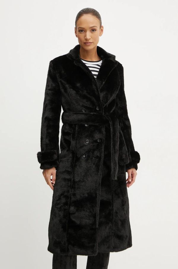 Bardot Kaput Bardot FAUX za žene, boja: crna, za prijelazno razdoblje, kopčanje u dva reda, 59622JB