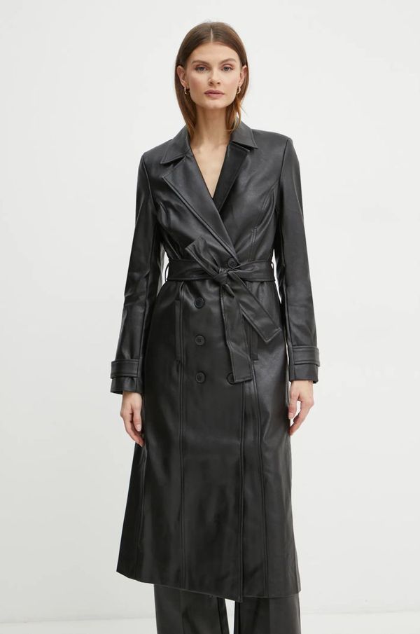 Bardot Kaput Bardot VEGAN LEATHER za žene, boja: crna, za prijelazno razdoblje, kopčanje u dva reda, 56210JB8