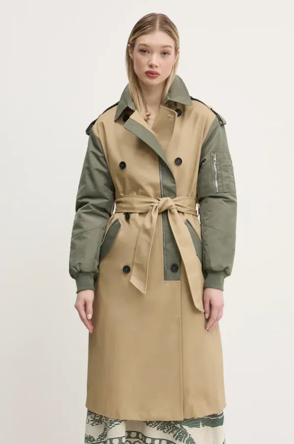 Desigual Kaput Desigual ARKANSAS za žene, boja: bež, za prijelazno razdoblje, kopčanje u dva reda, 25SWEW04