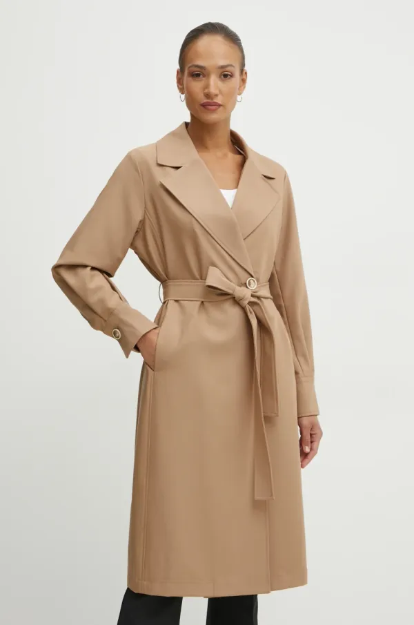 Fracomina Kaput Fracomina za žene, boja: bež, za prijelazno razdoblje, kopčanje u dva reda, FR25SC1003W76101