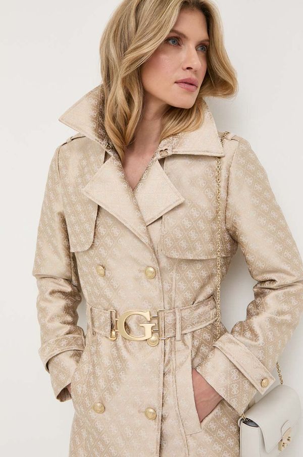 Guess Kaput Guess za žene, boja: bež, za prijelazno razdoblje, kopčanje u dva reda