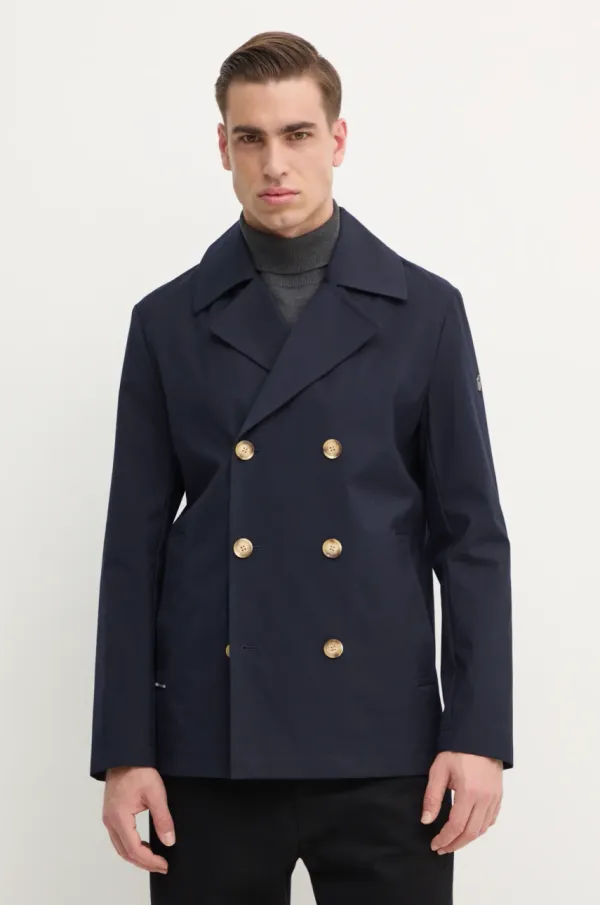 Liu Jo Kaput Liu Jo za muškarce, boja: tamno plava, za prijelazno razdoblje, kopčanje u dva reda, QA5245 E1003